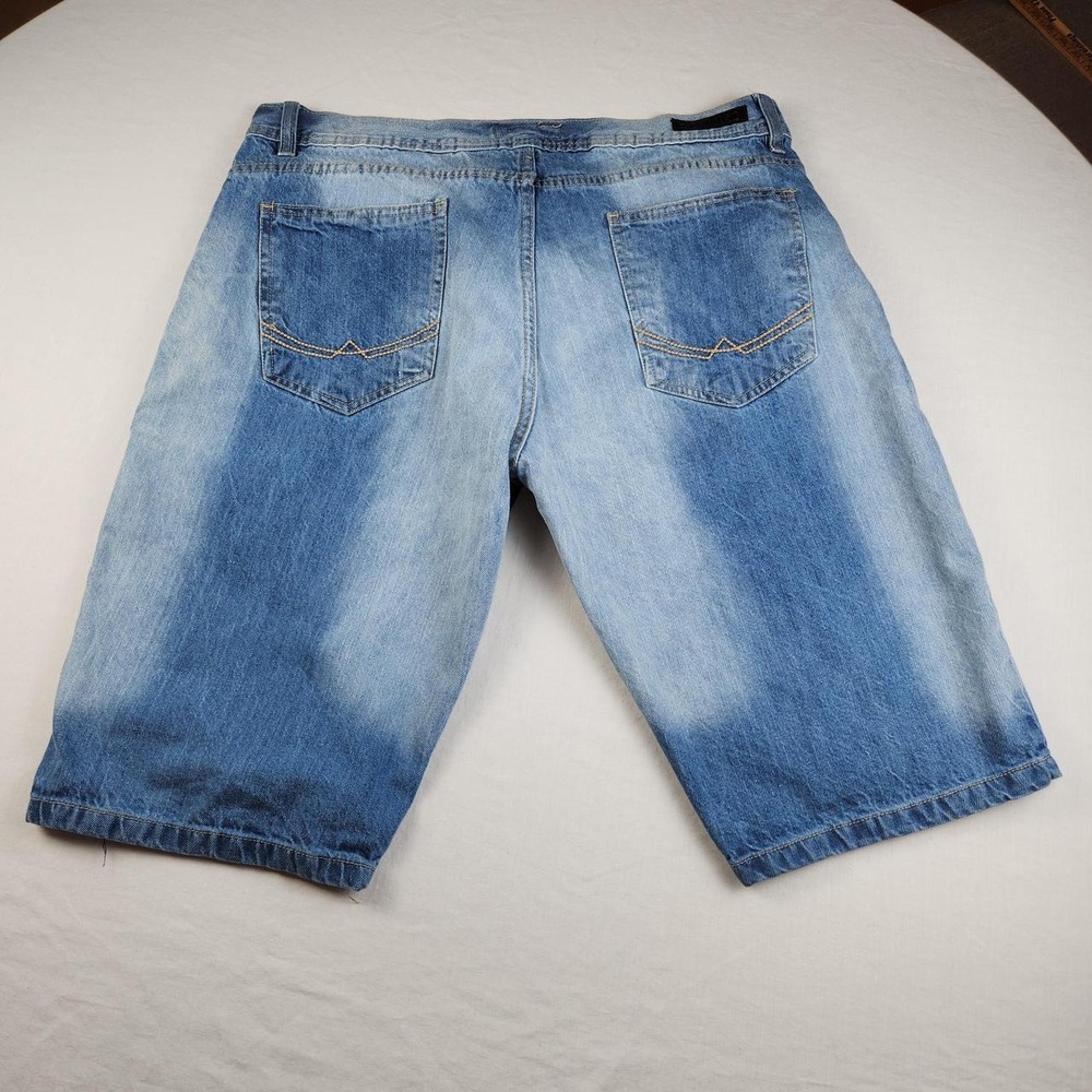 Encrypted Mens Faded Blue Denim Jeans Shorts Jorts Baggy Y2K Skater Size 40